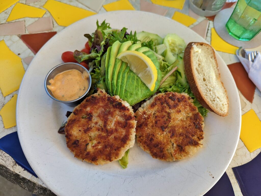 Grouper cake entree at Salute on the beach.