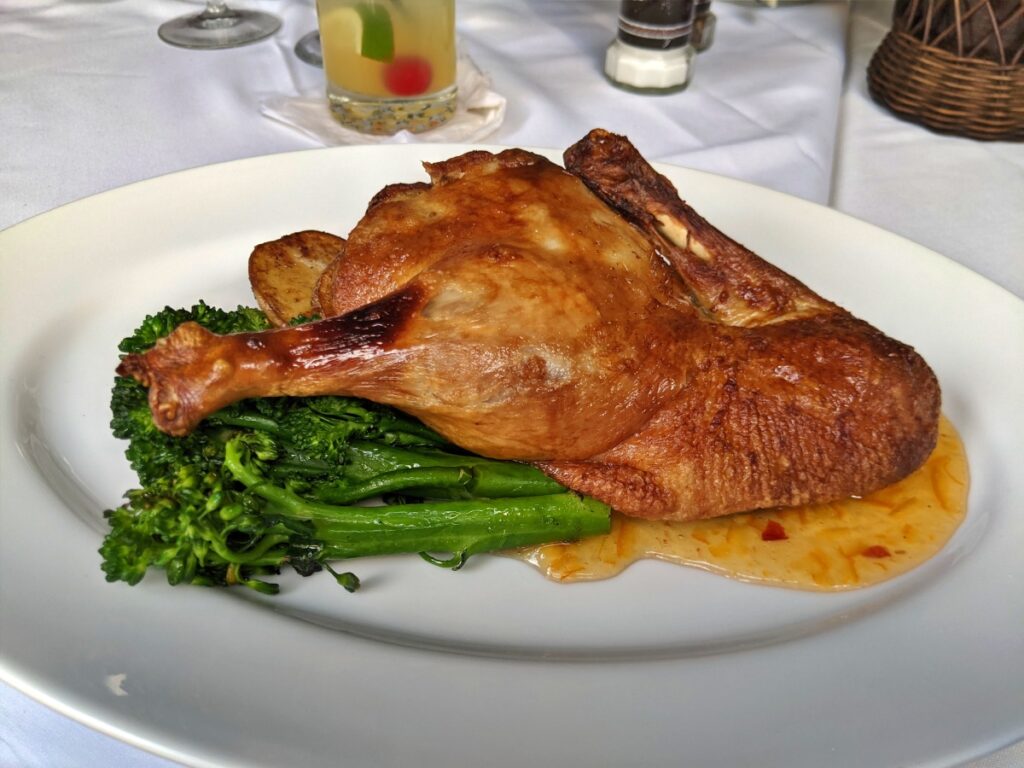 Crispy Lacquered Duck dinner menu entree at La Te Da