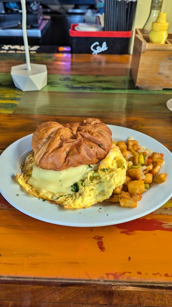 croissant breakfast sandwich at rams head one of their key west summer dining specials for ten dollars.