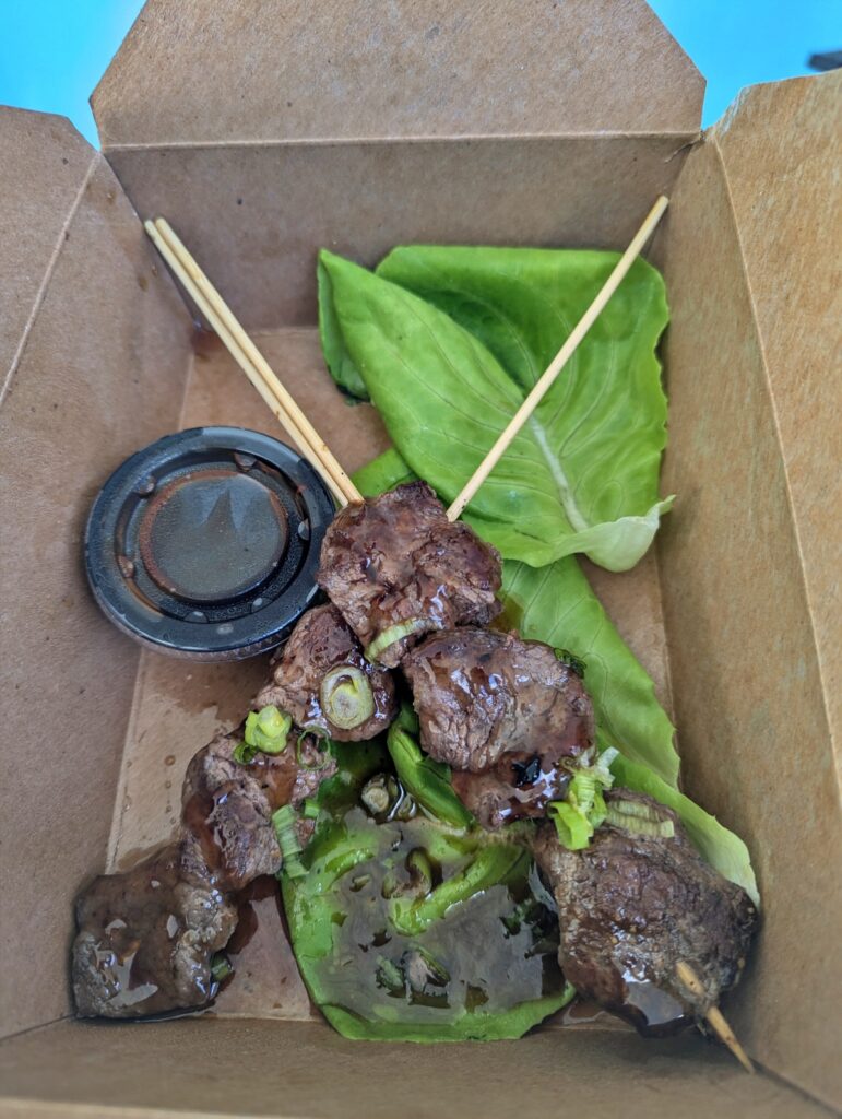 grilled beef tips on skewers