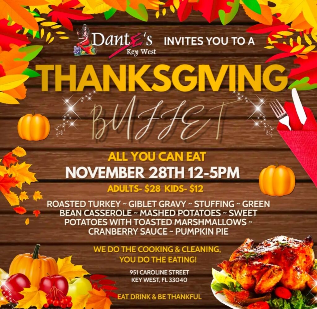 Dante's Thanksgiving Day Menu