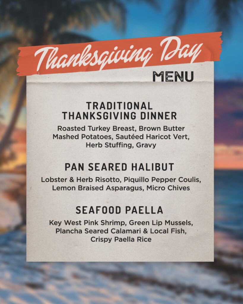 Mangoes Key West Thanksgiving Menu