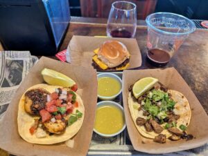 Two tacos and a slider at Big Cheezees
