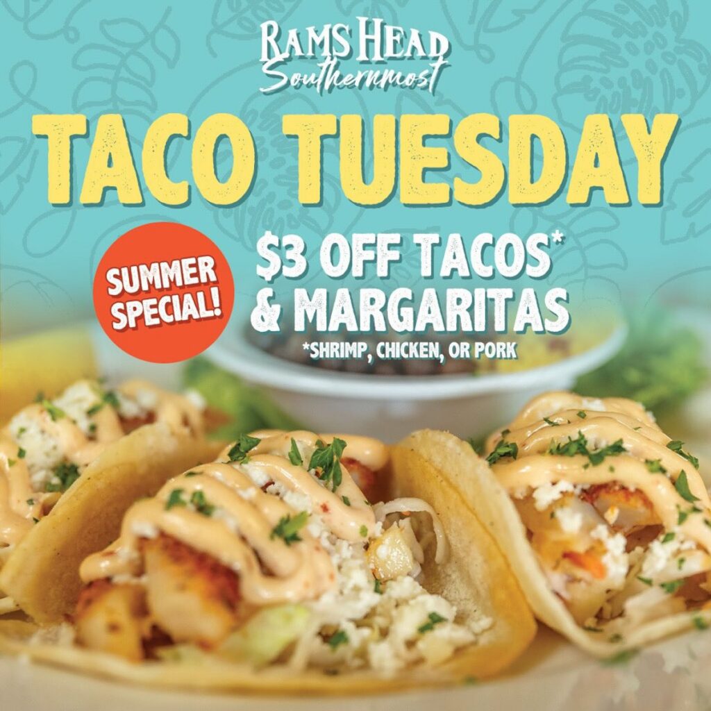 Key West summer taco and margarita dining specials at rams head southernmost