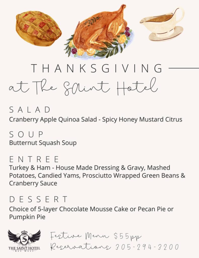 The Saint Hotel Thanksgiving menu