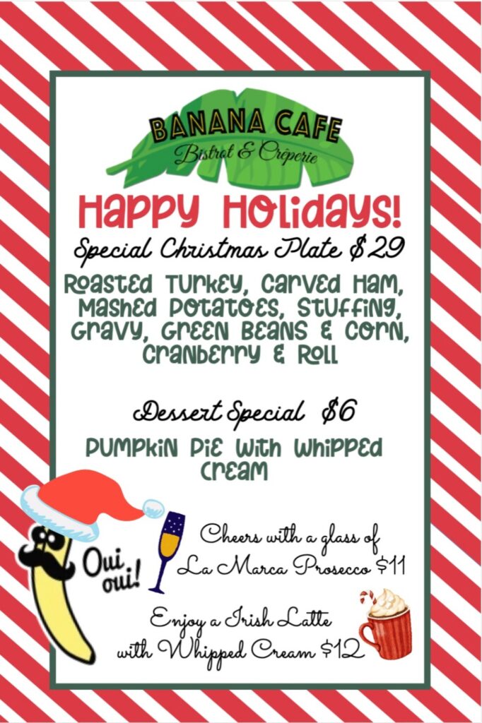 Banana Cafe Christmas menu for Key West