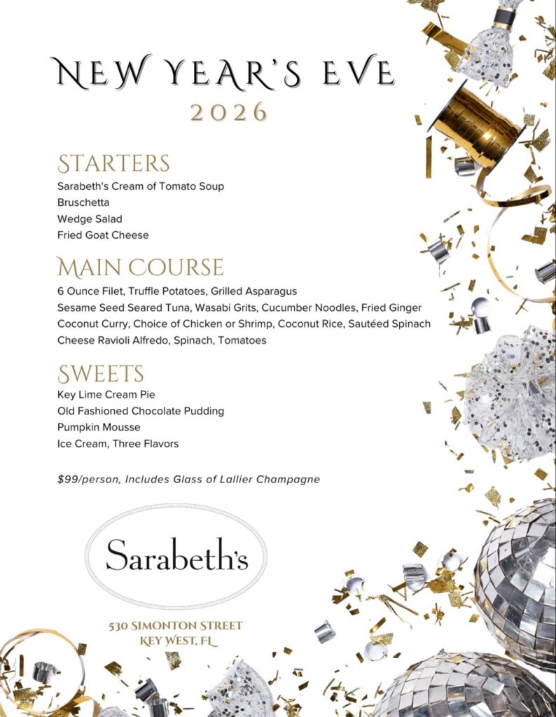 Sarabeth's New Year's Eve menu in Key West