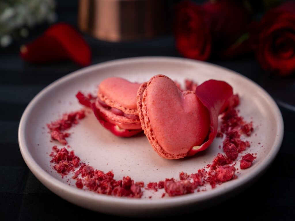 heart shaped macaron available at four flamingos this valentine's day in key west