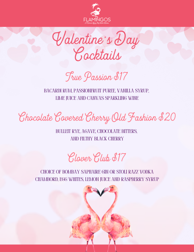 Valentine's Day cocktail menu
