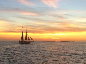 Schooner sailing at sunset in Key West Florida