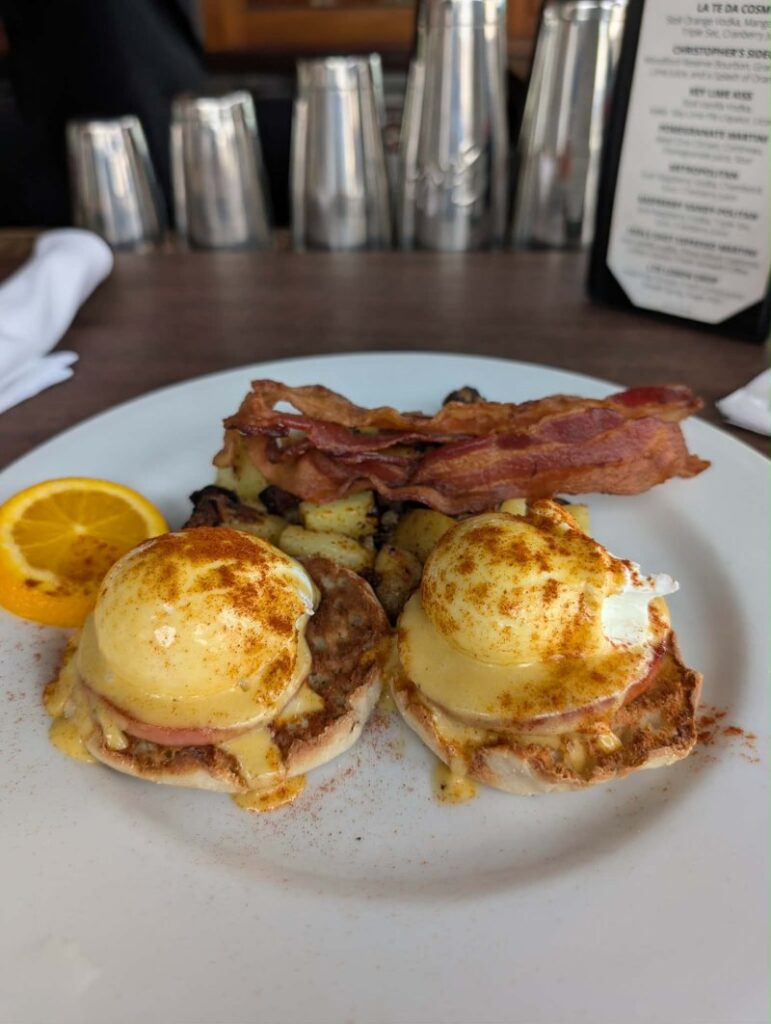 Eggs Benedict at La Te Da Key West breakfast and brunch menu