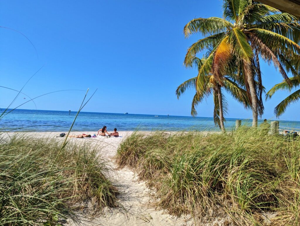 Smathers Beach Key West Florida palm trees and blue water