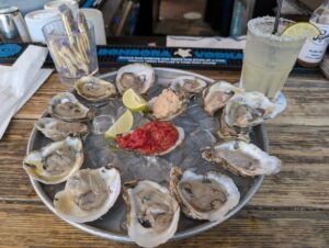dozen raw oysters and a margarita during Pepe's happy hour in Key West